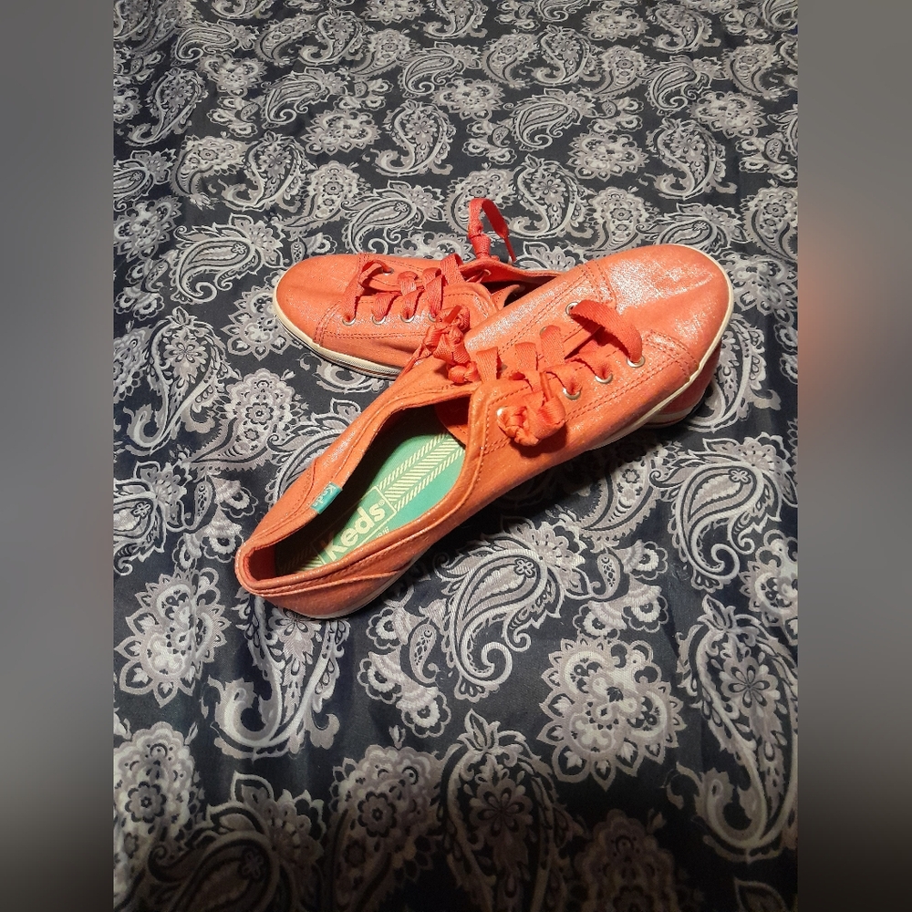 Womans Orange Keds Lace-Up Sneakers Size 8.5